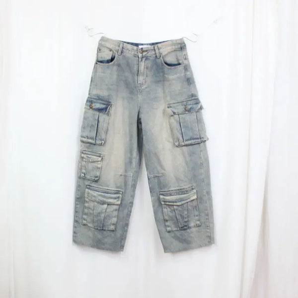 [BUNJANG] UNUSED LAB Men's Cotton Cargo Denim Jeans Pants (M) / [정품] 언유즈드랩 남성 코튼 카고 데님 청바지 팬츠 (M) 상상샵