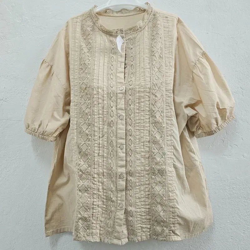[BUNJANG] EARTH JAPAN Women's Beige Cotton 100% Blouse (Size 160/84A) / EARTH JAPAN 블라우스 여 160/84A J6552