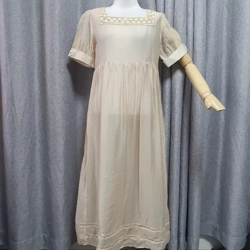 [BUNJANG] Square Neck See-through Maxi Dress / 스퀘어 시스루 맥시 원피스