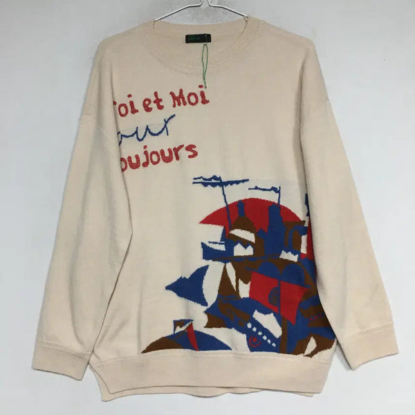[BUNJANG] Benetton Wool Knit Lettering Free Size / 베네통 레터링 양모 니트 F