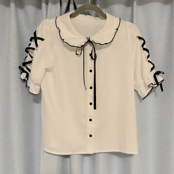 [BUNJANG] Mars Short Sleeve Blouse / 마즈 반팔 블라우스