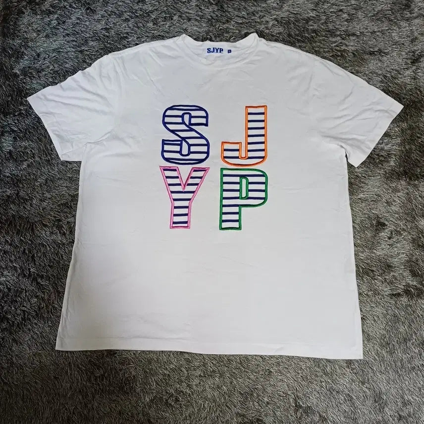 [BUNJANG] SJYP Logo Short Sleeve T-Shirt White Free Size / SJYP 로고 반팔 티셔츠 화이트 프리사이즈 F