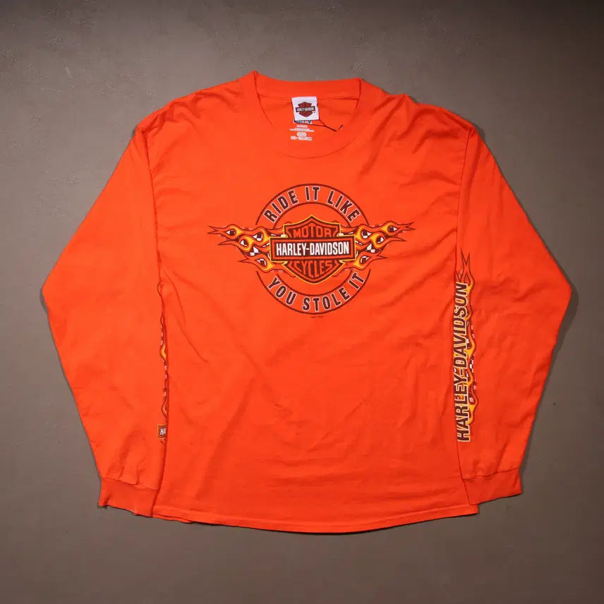[BUNJANG] Harley Davidson Printing Long Sleeve T-Shirt L / 10's 할리데이비슨 프린팅 긴팔티셔츠 A459