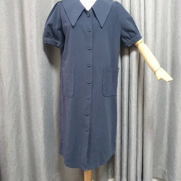 [BUNJANG] Kara Navy Puff Dress / 카라 네이비 퍼프원피스