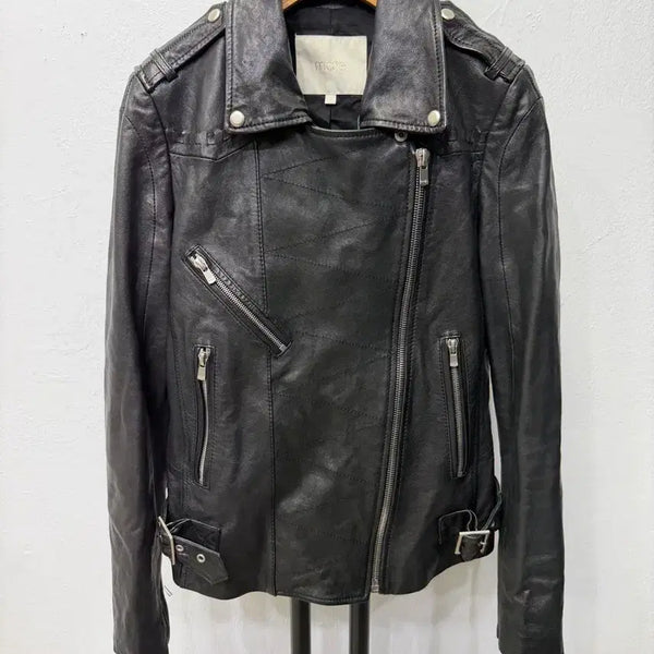 [BUNJANG] Maje Women's Genuine Leather Rider Jacket / 정품) 마쥬 여성 레더 양가죽 라이더 자켓 1