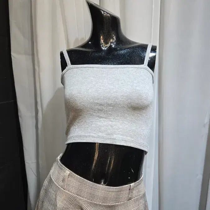 [BUNJANG] Gray Ribbed Crop Top / 그레이 골지 크롭탑