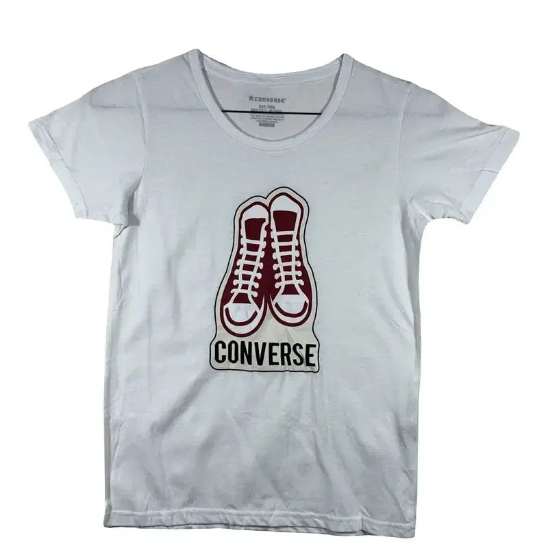 [BUNJANG] Converse White Logo Short Sleeve T-Shirt / 컨버스 화이트 로고 반팔 티 [M] 폴리에스터 혼방