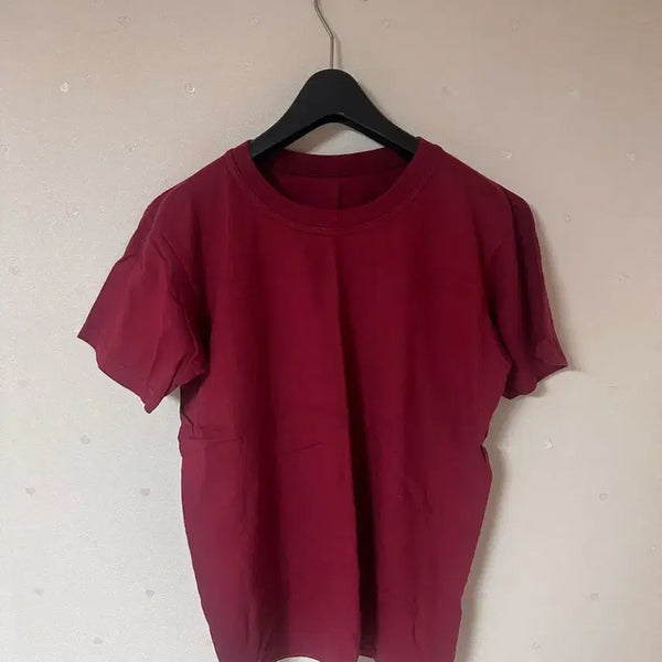 [BUNJANG] Wine Red Basic Short Sleeve T-Shirt / 와인색 반팔티