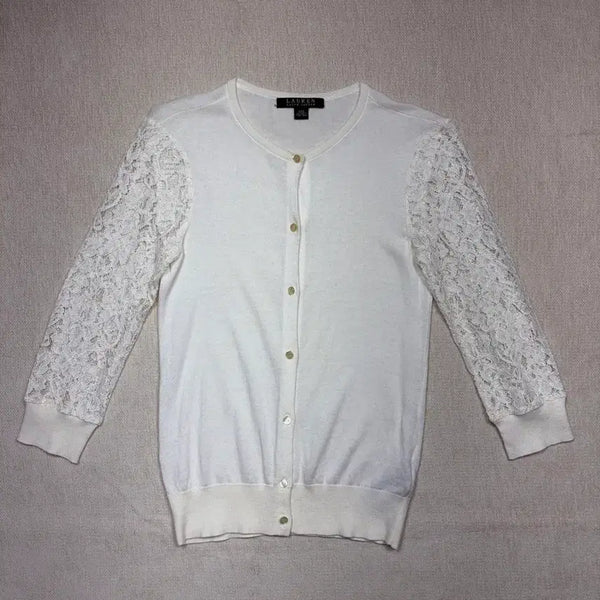[BUNJANG] Ralph Lauren Lace Embroidered Cardigan / 정품 랄프로렌 레이스자수 가디건
