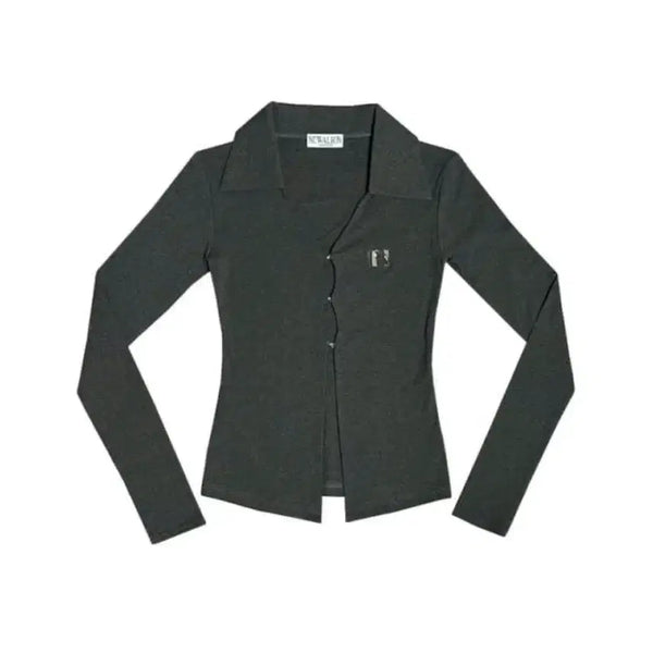 [BUNJANG] NEWÉRLIN Emblem Shirt Top Dark Charcoal / 뉴얼린 셔츠탑 다크차콜 앰블럼