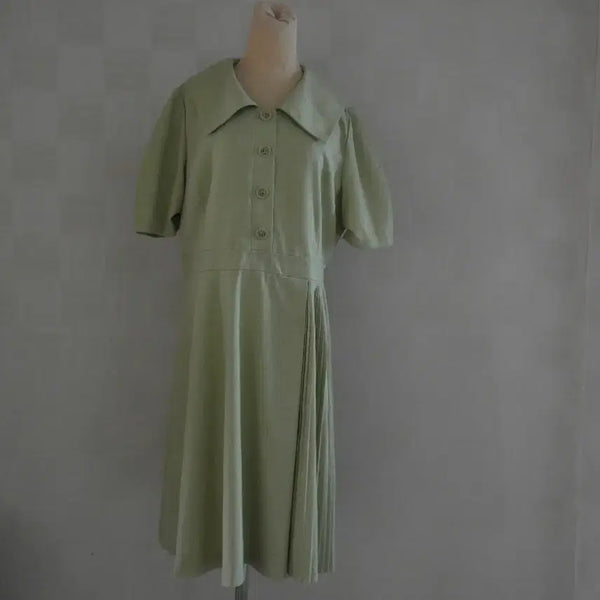 [BUNJANG] Pastel Tone Linen Blend Flare Dress / LINE원피스/66사이즈/새제품수준