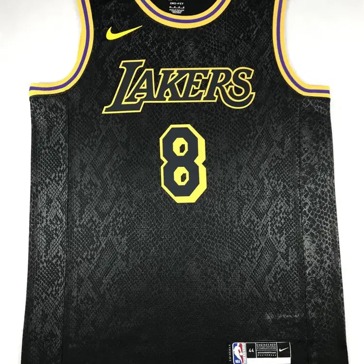 [BUNJANG] Los Angeles Lakers Kobe Bryant "8 / 24" Black Python Pressure Print Basketball Jersey / NBA 농구 레이커스 코비 앞뒤 824 블랙 파이톤 열압력