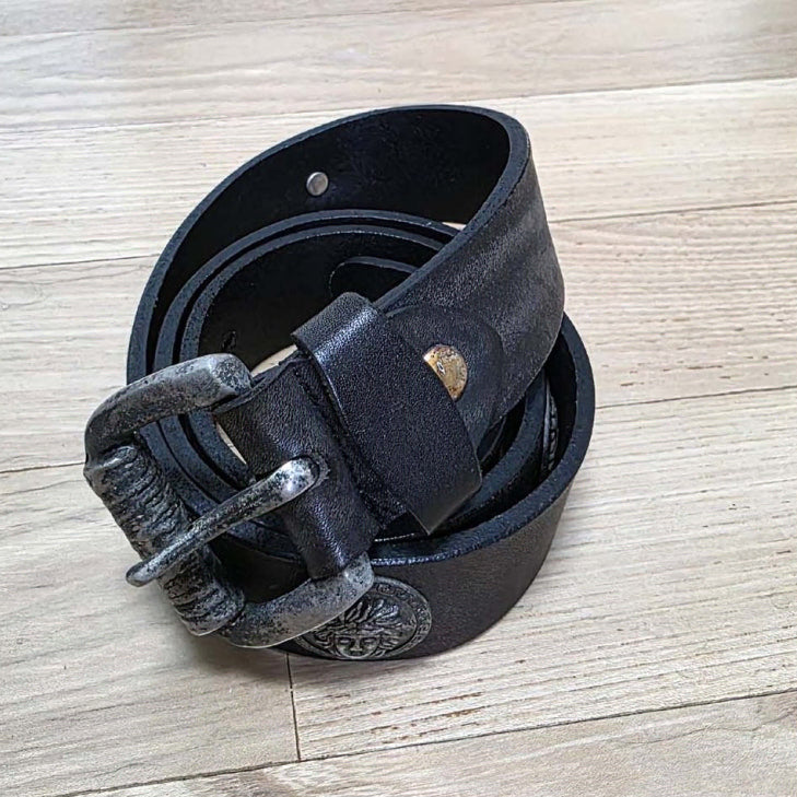 [BUNJANG] Vintage Full Grain Leather Belt / 빈티지 통가죽 벨트