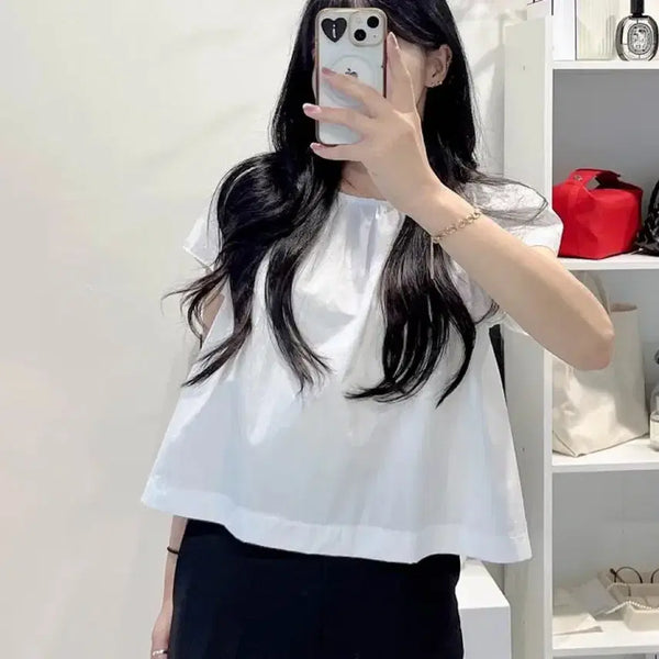 [BUNJANG] Volume Puff Blouse - White/Black / 새상품) 볼륨 퍼프 블라우스 화이트,블랙