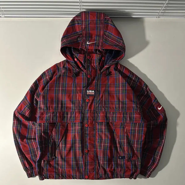 [BUNJANG] Nike Lab NRG USA Check Plaid Swoosh Jacket / 나이키 LAB NRG USA 체크 플래드 스우시 자켓