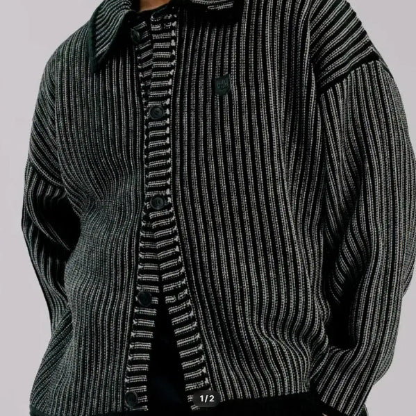 [BUNJANG] Romantic Crown Stripe Knit Cardigan / 로맨틱크라운 스트라이프 니트 가디건