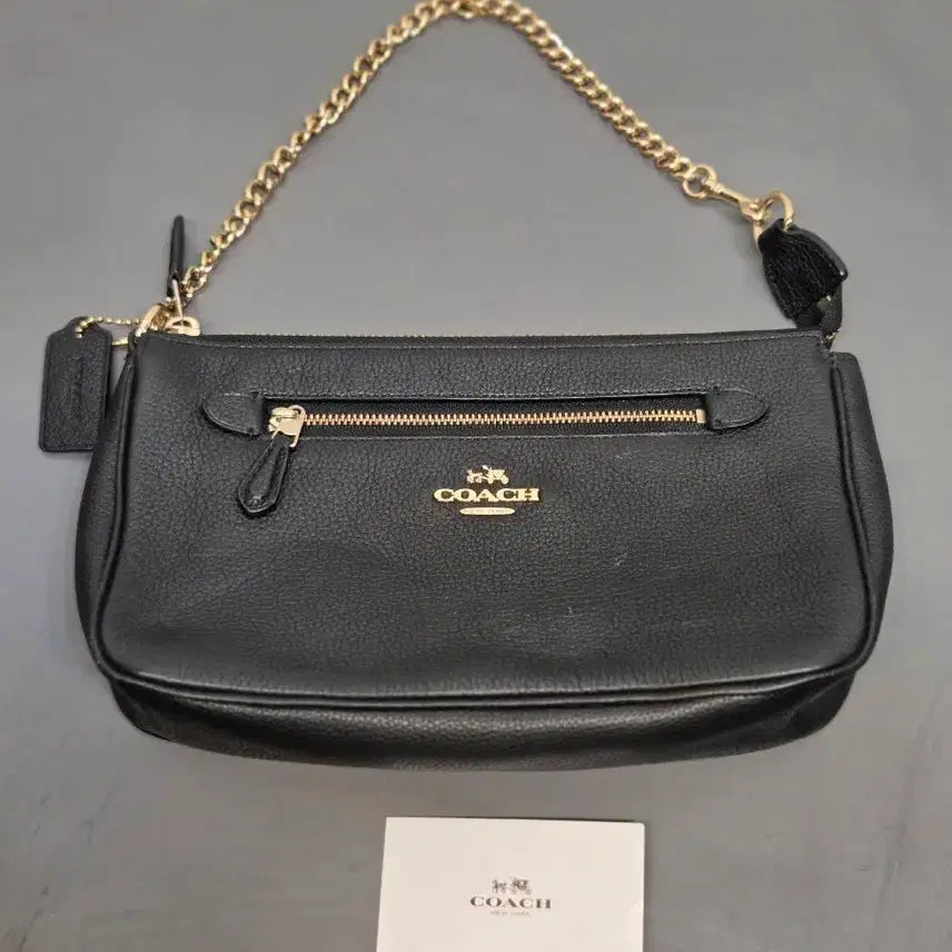 [BUNJANG] Coach Pebble Leather Chain Shoulder Bag Black / 정품.코치 페블 레더 체인 숄더백.블랙