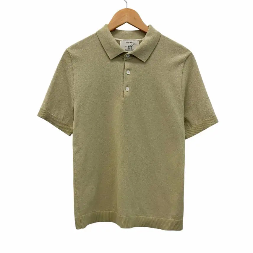[BUNJANG] Henry Cotton Pique Knit Short Sleeve Olive Green (46/Domestic 95) / 헨리코튼 피케 니트 반팔 올리브그린 (46/국내95)