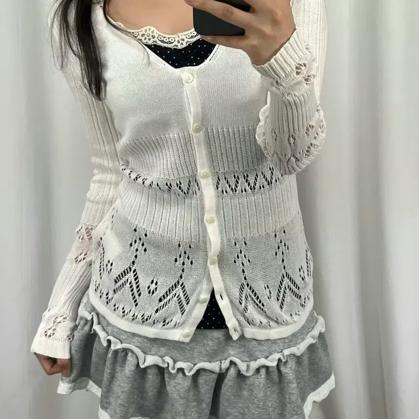 [BUNJANG] Tommy Hilfiger Slim Fit White Cardigan / 타미힐피거 슬림핏 화이트 가디건