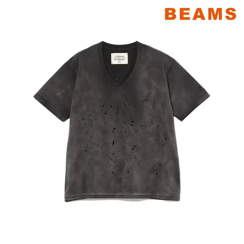 [BUNJANG] BEAMS Future Archive V-Neck Fade Black T-Shirt / 빔즈 퓨처아카이브 브이넥 페이드 블랙 티셔츠