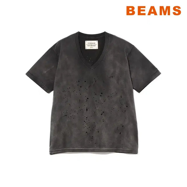 [BUNJANG] BEAMS Future Archive V-Neck Fade Black T-Shirt / 빔즈 퓨처아카이브 브이넥 페이드 블랙 티셔츠
