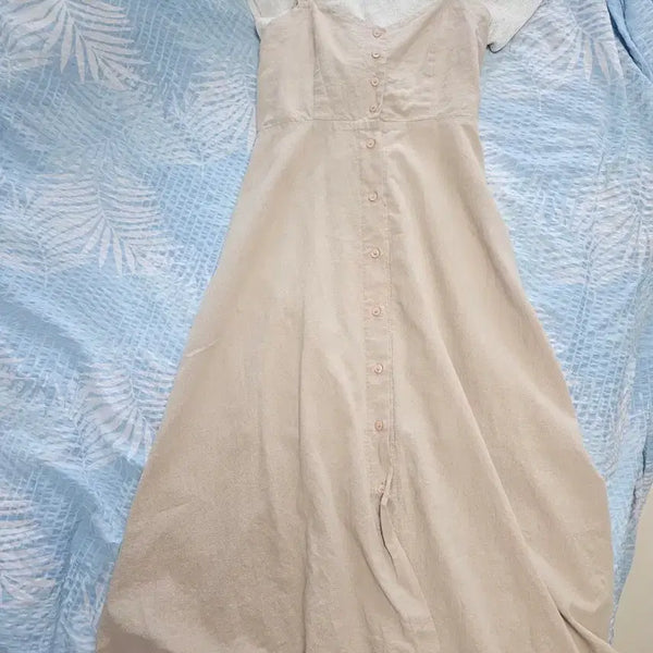 [BUNJANG] LAP Beige Bustier Long Dress / LAP베이지색 뷔스티에 원피스
