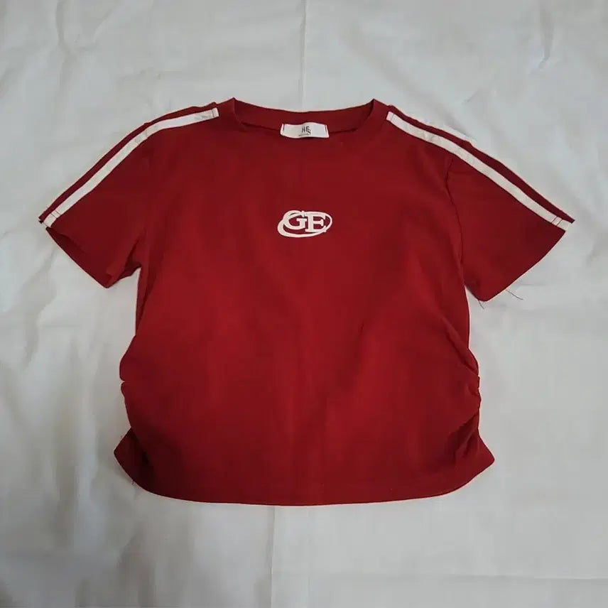 [BUNJANG] Ribbed Cropped T-Shirt with Shirring / 크롭티 / S(44)~M(55)