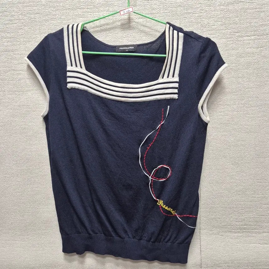 [BUNJANG] Pasadi Knit T-Shirt Navy / 자412 파사디 니트 티셔츠