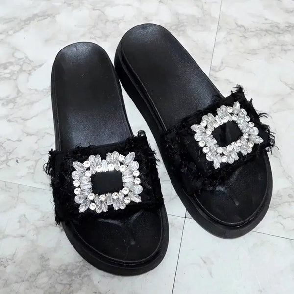 [BUNJANG] Cubic Wedge Slippers / ㅁ새상품ㅁ 큐빅슬리퍼 큐빅통굽슬리퍼 250