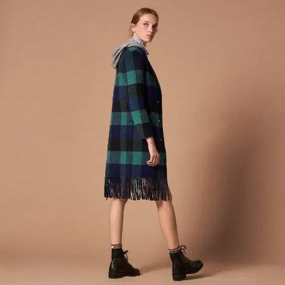 [BUNJANG] Sandro Fringe Check Wool Coat / SANDRO 산드로 프린지 체크 울 코트 36