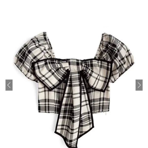 [BUNJANG] Check Ribbon Blouse / 스나계 체크 리본 블라우스