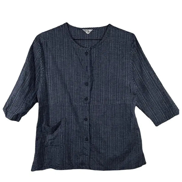 [BUNJANG] Mori Girl Navy Check Cotton Jacket Blouse [L] / 모리걸 네이비 체크 자켓 블라우스  [L] 코튼 100%