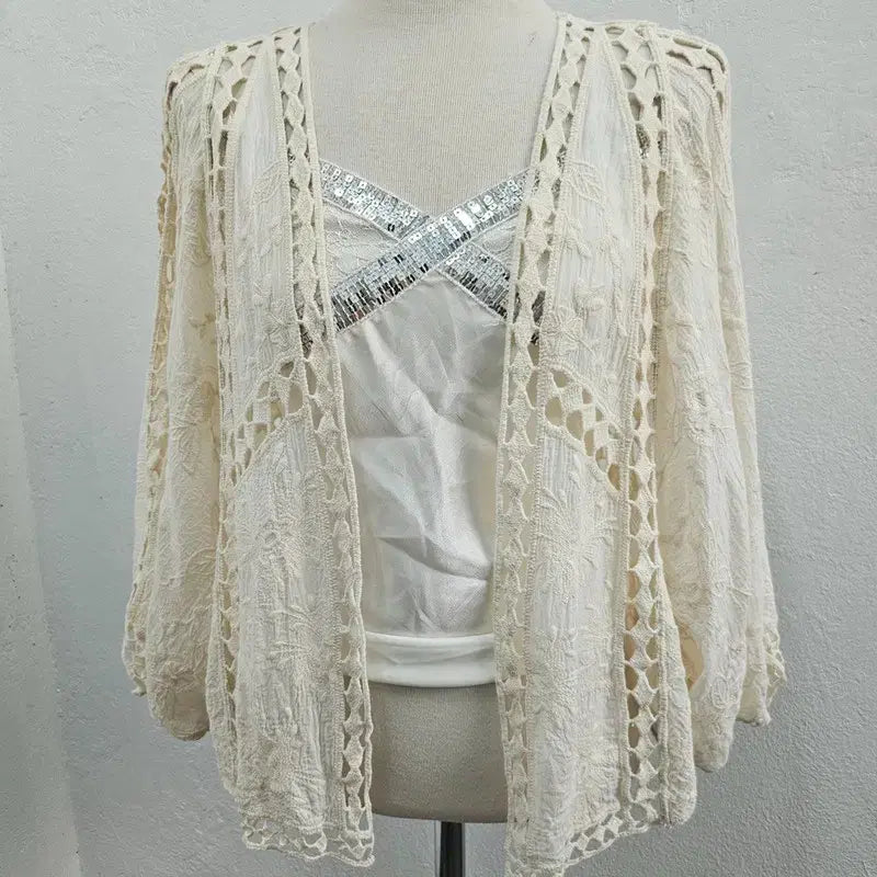 [BUNJANG] YGNGLMYY ITALY Embroidered Knit Cardigan Cream / YGNGLMYY ITALY 가디건 여 66/77 J6554