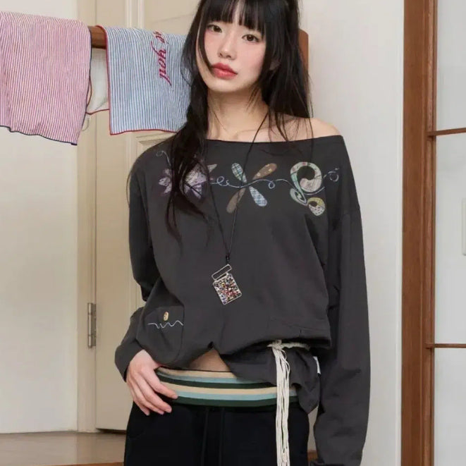 [BUNJANG] Lunakihoo Torori One-Shoulder Long Sleeve / 루나키후 토로리 원숄더 롱슬리브