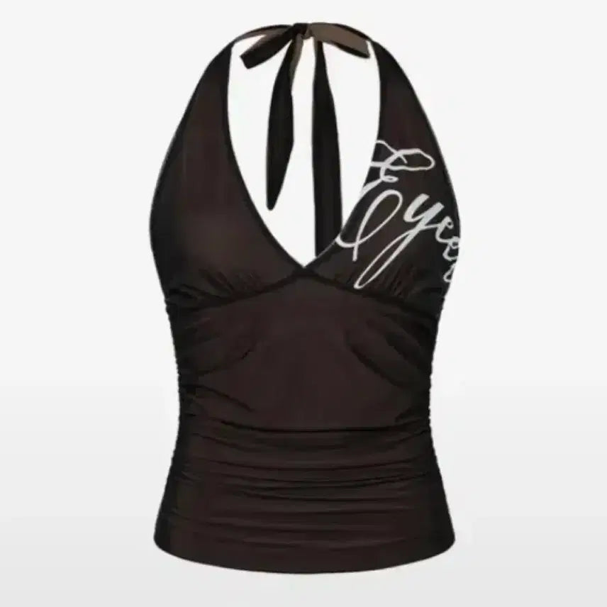 [BUNJANG] Eyeer Black Halterneck Shirring Sleeveless Top / (착샷o) Eyeer 블랙 홀터넥 셔링 나시