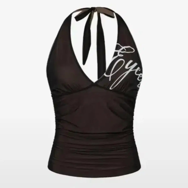 [BUNJANG] Eyeer Black Halterneck Shirring Sleeveless Top / (착샷o) Eyeer 블랙 홀터넥 셔링 나시