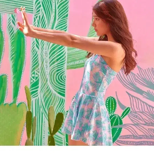 [BUNJANG] Bikini Vander Palm Tree One-Piece Swimsuit / 비키니밴더 팜트리 원피스 수영복(free)