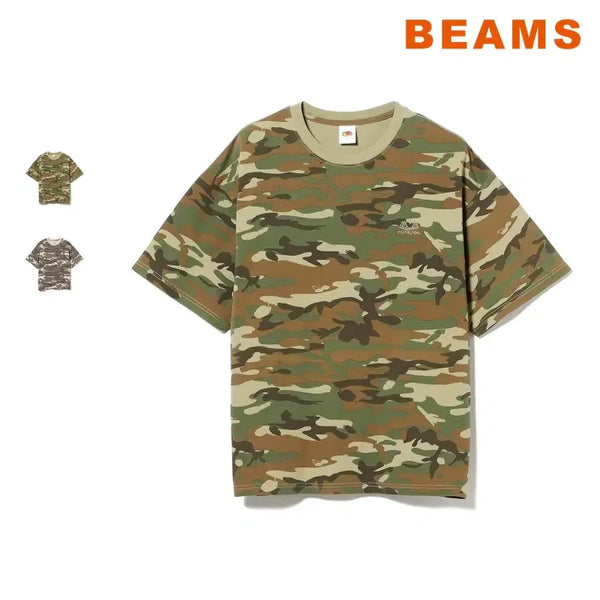 [BUNJANG] BEAMS x Fruit of the Loom Camo Short-Sleeve T-Shirt / 빔즈 프루트오브더룸 카모 반팔 티셔츠