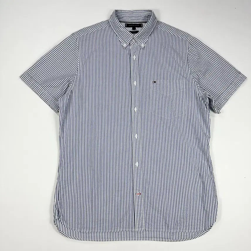 [BUNJANG] Tommy Hilfiger Seersucker Stripe Short Sleeve Shirt - Size L / (L) 타미힐피거 시어서커 스트라이프 반팔셔츠