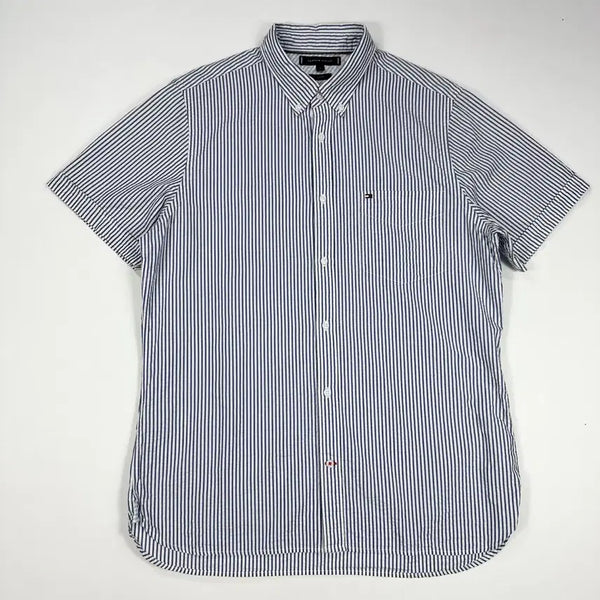 [BUNJANG] Tommy Hilfiger Seersucker Stripe Short Sleeve Shirt - Size L / (L) 타미힐피거 시어서커 스트라이프 반팔셔츠