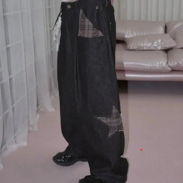 [BUNJANG] Frenda Denim Check Mix Pants / 프렌다 데님 체크 믹스 팬츠