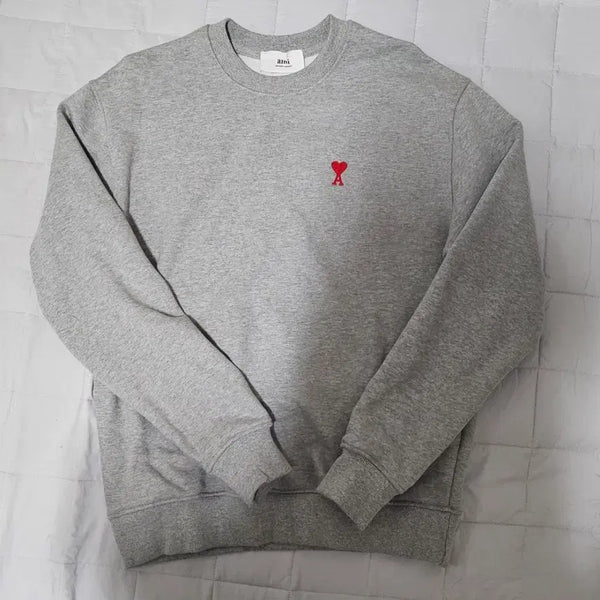 [BUNJANG] AMI Small Heart Sweatshirt - Grey / 아미 스몰 하트 맨투맨 그레이