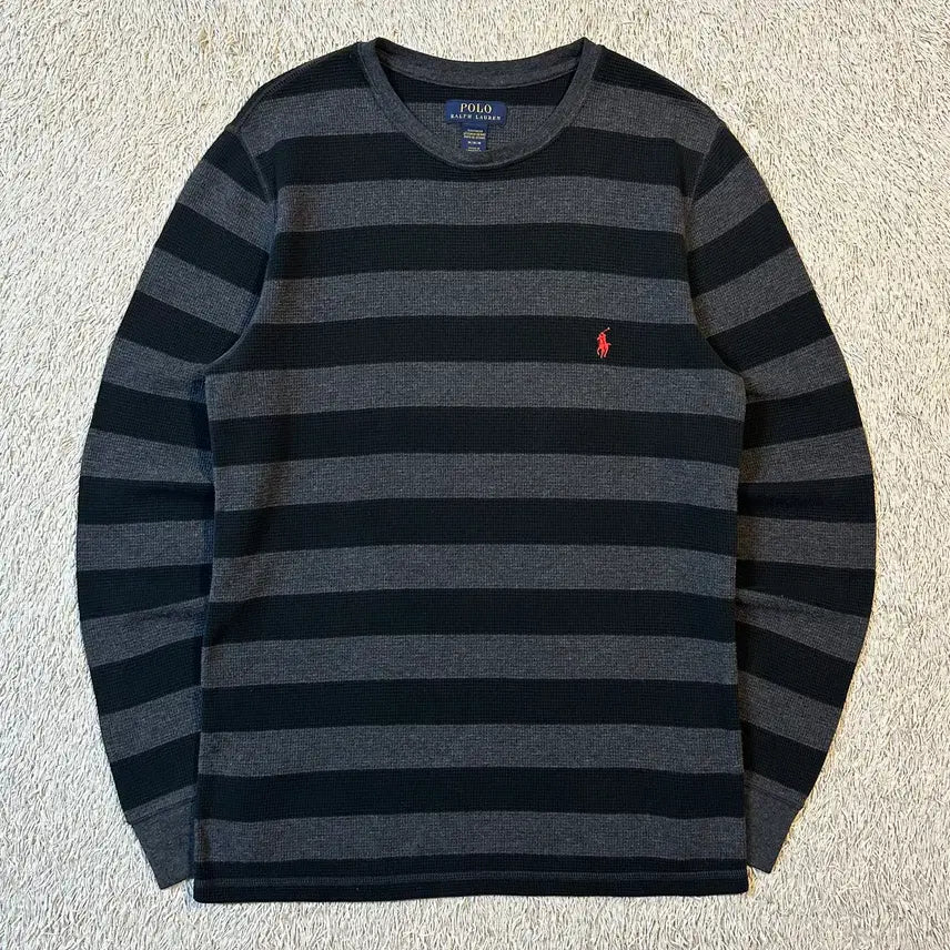 [BUNJANG] Polo Ralph Lauren New Striped Waffle Knit Long Sleeve / [M] 폴로 랄프로렌 신형 스트라이프 와플 니트 롱슬리브 긴팔