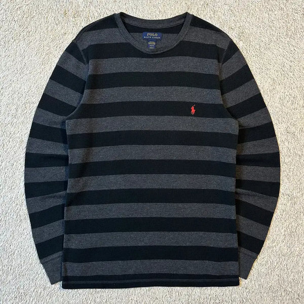 [BUNJANG] Polo Ralph Lauren New Striped Waffle Knit Long Sleeve / [M] 폴로 랄프로렌 신형 스트라이프 와플 니트 롱슬리브 긴팔