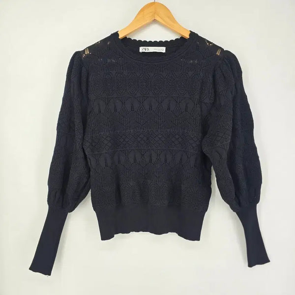 [BUNJANG] ZARA Puff Sleeve Pattern Knit / ZARA 퍼프 슬리브 패턴 니트