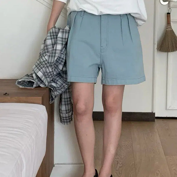 [BUNJANG] Bergamot Pintuck Short Denim Pants (Sky Blue) / 베르가못 핀턱 숏 데님 팬츠 소라 새 제품