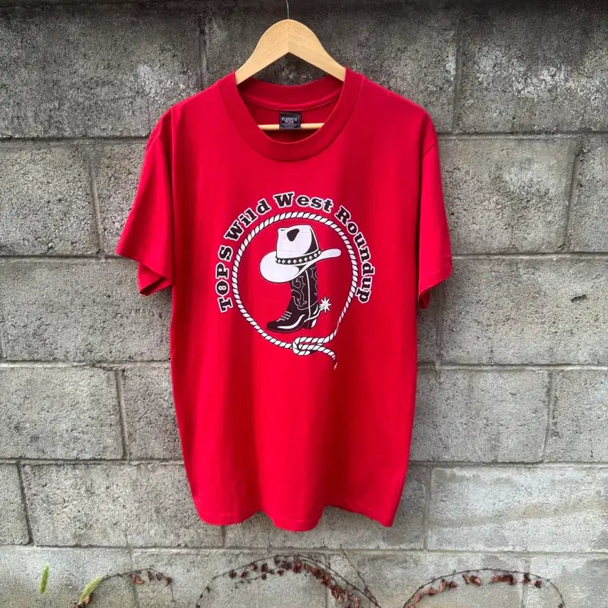 [BUNJANG] 90s Platinum Plus Vintage Western Print T-Shirt / 90s platinum plus 빈티지 프린팅 웨스턴 반팔 티셔츠
