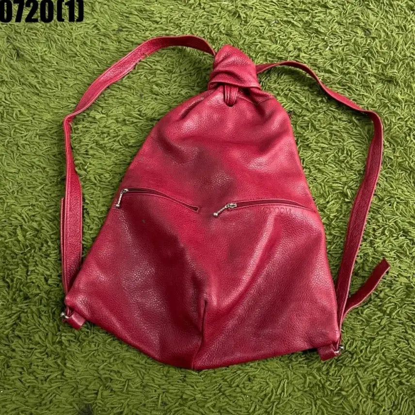 [BUNJANG] Groom Leather Backpack Red / 그룸 레더 가죽 백팩 가방 레드