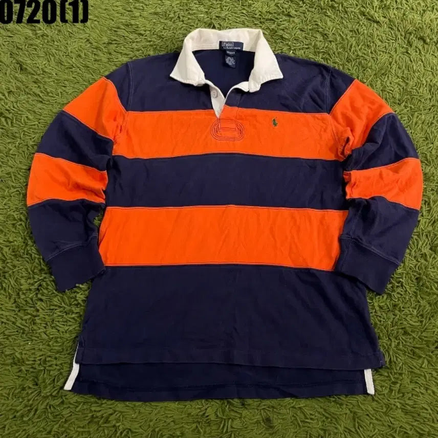 [BUNJANG] Polo Ralph Lauren Striped Rugby Shirt Men's M 12-14 / 폴로 랄프로렌 단가라 럭비 티셔츠 남성용 M 12-14