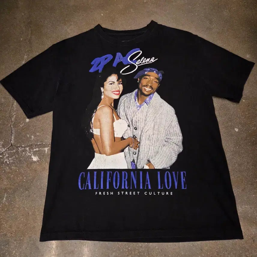 [BUNJANG] 2Pac & Selena California Love Graphic T-Shirt / 투팍 & 셀레나 캘리포니아 러브 그래픽 티셔츠